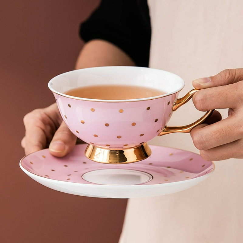 Coffee Tea And Sugar Set - Mug Kopi Keramik Warna Pink dengan
