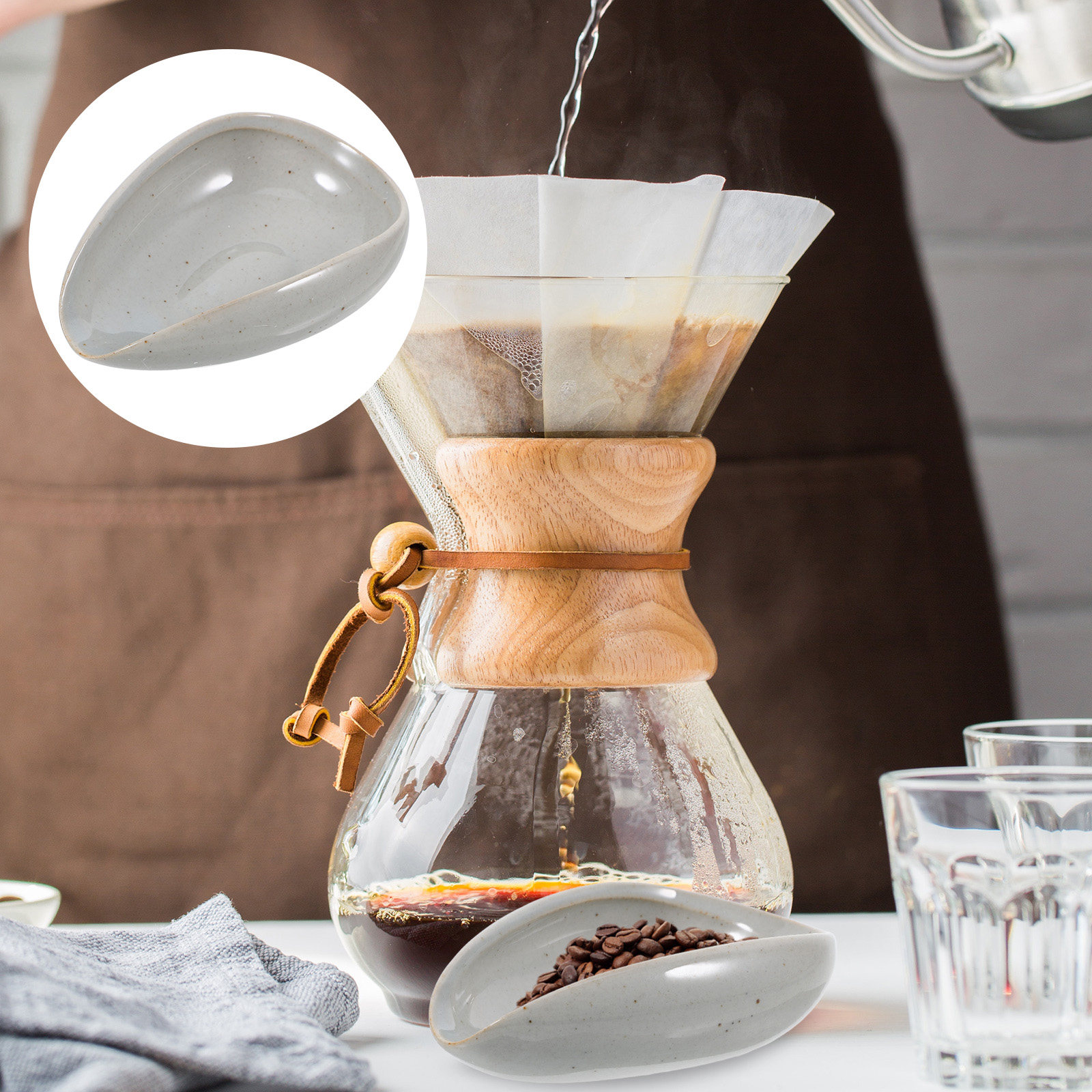 Coffee Tea And Leaf - Nampan Dosis Biji Kopi Keramik Premium,