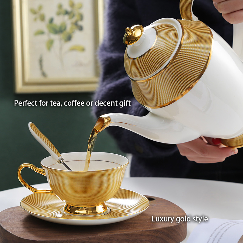 Mewah Emas Bone Kopi Set Porse - Coffee Tea And Sugar Set ulasan dan harga