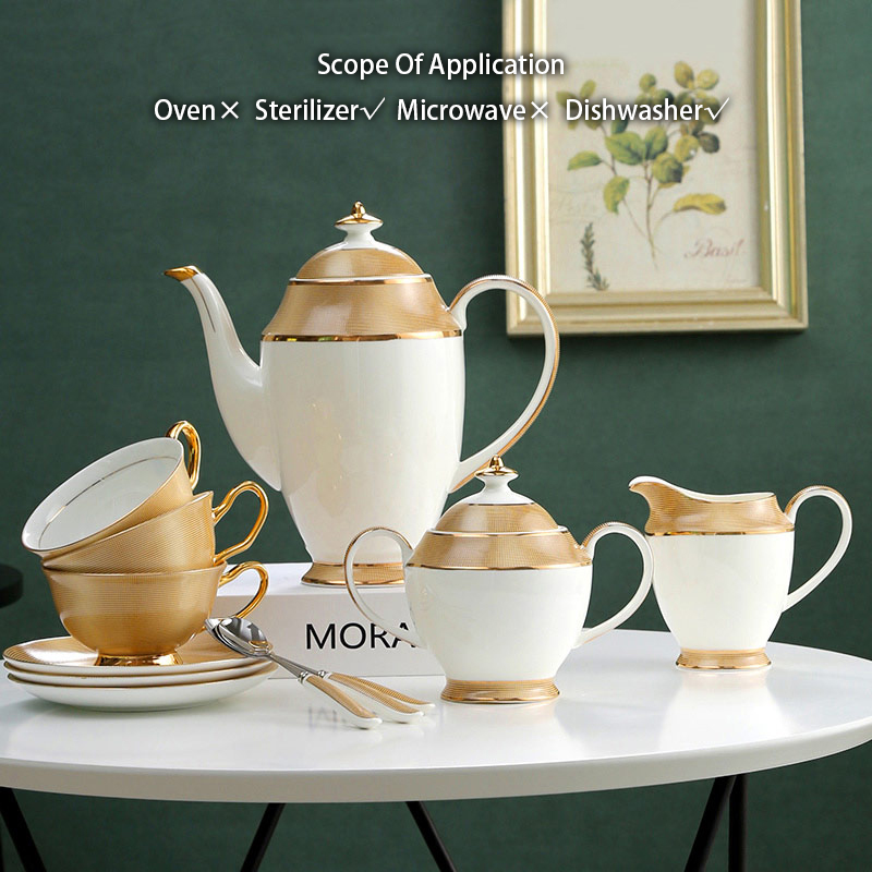 Mewah Emas Bone Kopi Set Porse - Coffee Tea And Sugar Set ulasan dan harga