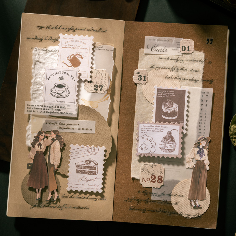 Stiker Kolase Kue Kopi Vintage - Coffee Tea Journal ulasan dan harga